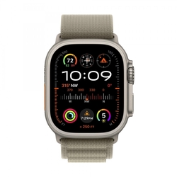 Apple Watch Ultra 2 49mm titanové pouzdro s olivovým alpským tahem - Medium