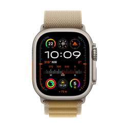 Apple Watch Ultra 2 GPS + Cellular 49mm Natural Titanium Case with Tan Alpine Loop - Small (MX4E3CS/A)
