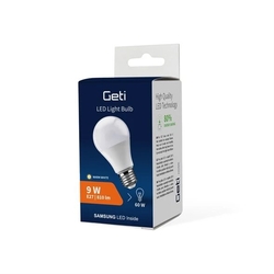 Žárovka LED E27 9W A60 bílá teplá Geti SAMSUNG čip