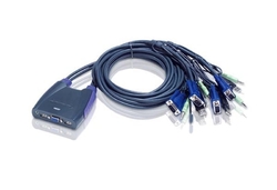 ATEN 4-port KVM USB mini, audio, 1.8m kabely