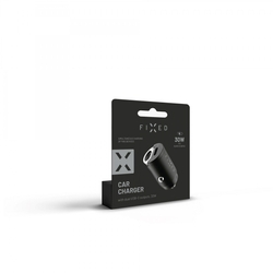 Autonabíječka FIXED s 2xUSB-C výstupem v miniaturním provedení, podpora PD, 30W, černá