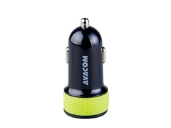 Avacom nabíječka do auta s dvěma USB výstupy 5V/1A - 3,1A, černo-zelená
