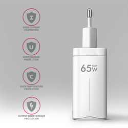 AXAGON ACU-DPQ65W, GaN nabíječka do sítě 65W, 3x port (USB-A + dual USB-C), PD3.0/QC4+/PPS/Apple