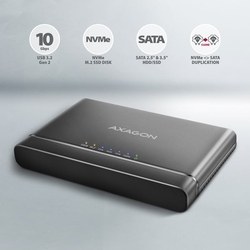 AXAGON ADSA-CC USB-C 10Gbps - NVMe M.2 SSD & SATA 2.5"/3.5" SSD/HDD CLONE MASTER 2 adaptér