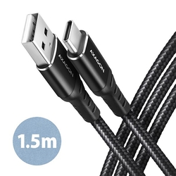 AXAGON BUCM-AM15AB, HQ kabel USB-C <-> USB-A, 1.5m, USB 2.0