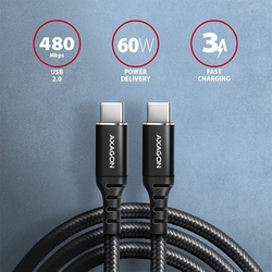 AXAGON BUCM-CM10AB, HQ kabel USB-C <-> USB-C, 1m