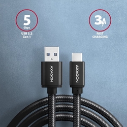 AXAGON BUCM3-AM15AB, SPEED kabel USB-C <-> USB-A, 1.5m, černý