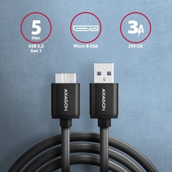 AXAGON BUMM3-AM10AB, SPEED kabel microUSB <-> USB-A, 1m