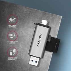 AXAGON CRE-SAC, USB-C + USB-A externí čtečka