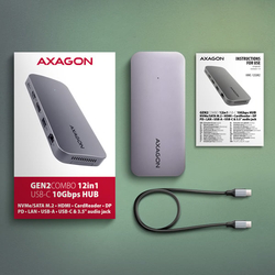 AXAGON HMC-12GM2 USB-C 10Gbps GEN2COMBO 12in1 hub