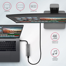 AXAGON HMC-5G21, USB 10Gb/s hub, porty 2x USB-A, 2x USB-C, HDMI 4k/30, PD 60W, kabel USB-C 13cm