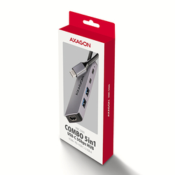 AXAGON HMC-5H60, USB 5Gbps hub, porty 2x USB-A, 1x USB-C, HDMI 4k/60, PD 100W, kabel USB-C 15cm