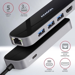 AXAGON HMC-6GL, USB 3.2 Gen 1 hub, PD 100W