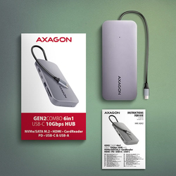 AXAGON HMC-6GM2, USB-C 10Gbps GEN2COMBO 6in1 hub