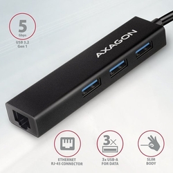 AXAGON HMC-GL3A, USB 3.2 Gen 1 hub + Gb LAN