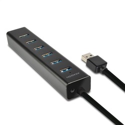 AXAGON HUE-SA7BP 7x USB3.0 Alu Charging hub, černý