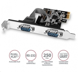 AXAGON PCEA-S2N, PCIe řadič - 2x sériový port