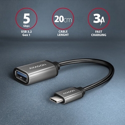 AXAGON RUCM-AFAC kabelová redukce USB-C male <-> USB-A female, 20cm