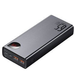 Baseus Adaman Metal Power Banka s digitálním displejem QC + PD 20000mAh 65W, černá + USB-A/USB-C kabel 30cm, černá