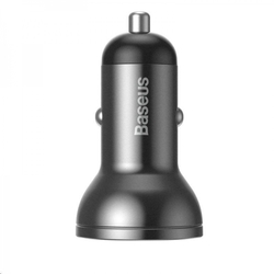 Baseus Digital Display set duálního adaptéru do automobilu 2* USB-A a opleteného kabelu 3v1 4,8A, černá