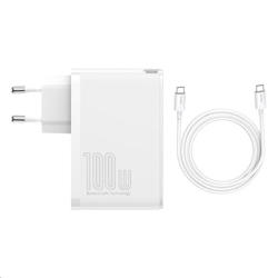 Baseus GaN2 Pro rychlonabíjecí adaptér 2x USB-C + 2x USB-A 100W bílá