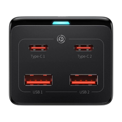 Baseus GaN3 Pro rychlonabíjecí stolní adaptér 2x USB-C + 2x USB-A + AC 100W 1.5m kabel černá