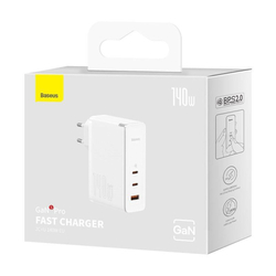 Baseus GaN5 Pro rychlonabíjecí adaptér 2x USB-C + USB-A 140W bílá
