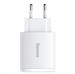 Baseus kompaktní rychlonabíjecí adaptér 2x USB-A, 1x USB-C 30W bílá