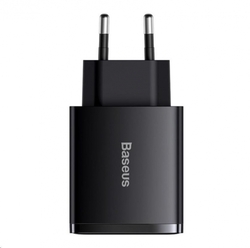 Baseus kompaktní rychlonabíjecí adaptér 2x USB-A, 1x USB-C 30W černá