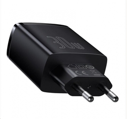 Baseus kompaktní rychlonabíjecí adaptér 2x USB-A, 1x USB-C 30W černá