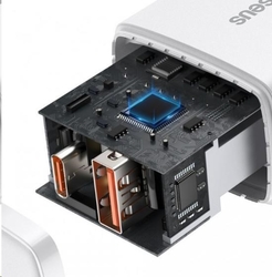 Baseus kompaktní rychlonabíjecí adaptér USB-A + Type-C 20W EU, bílá