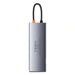 Baseus Metal Gleam Series 9v1 HUB USB-C (USB-C PD 100W, 3* USB 3.0, HDMI, VGA, RJ45, SD/TF port), šedá