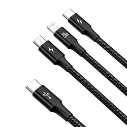 Baseus Rapid Series nabíjecí/datový kabel 3v1 USB-C/ (microUSB + Lightning  PD 20W + USB-C) 1.5m černá