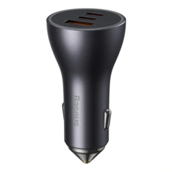 Baseus rychlonabíjecí adaptér do automobilu 2*USB-C + USB-A 65W tmavě šedá