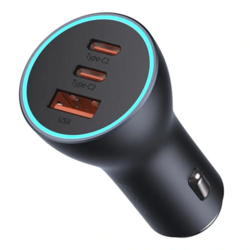 Baseus rychlonabíjecí adaptér do automobilu 2*USB-C + USB-A 65W tmavě šedá