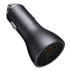 Baseus rychlonabíjecí adaptér do automobilu 2*USB-C + USB-A 65W tmavě šedá