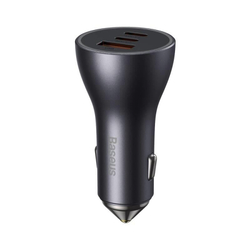 Baseus rychlonabíjecí adaptér do automobilu 2*USB-C + USB-A 65W tmavě šedá