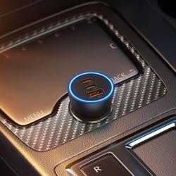 Baseus rychlonabíjecí adaptér do automobilu 2*USB-C + USB-A 65W tmavě šedá