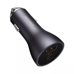 Baseus rychlonabíjecí adaptér do automobilu 2*USB-C + USB-A 65W tmavě šedá