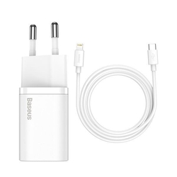 Baseus Super SI set adaptéru USB-C 20W a kabelu USB-C do Lightning 1m, bílá