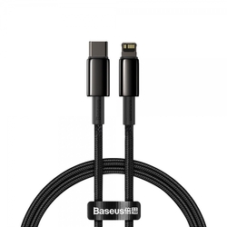 Baseus Tungsten Gold rychlonabíjecí / datový kabel USB-C na Lightning PD 20W 1m, černá