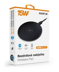 Bezdrátová nabíječka Aligator 15W, černá