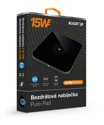 Bezdrátová nabíječka Aligator PREMIUM 15W, černá