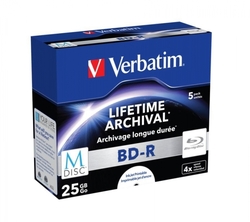 Blu-ray BD-R M-Disc Verbatim 25GB 4x Printable jewel box, 5ks/pack