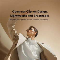 Bluetooth sluchátka Baseus Bass 15 Clip Open Ear bílá