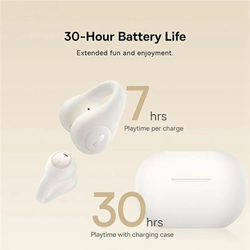 Bluetooth sluchátka Baseus Bass 15 Clip Open Ear bílá