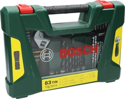 Bosch 83dílná sada vrtáků a bitů V-Line TiN s LED kapesní svítilnou a stavitelným klíčem (2.607.017.193)