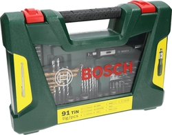 Bosch 91dílná sada vrtáků a bitů V-Line TiN s ráčnovým šroubovákem a teleskopickým magnetem (2.607.017.195)