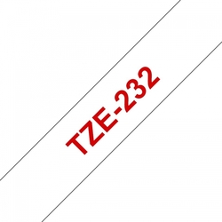 Brother TZ-232, bílá / červená 1 ks (12mm, laminovaná)
