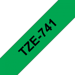 Brother TZ-741, zelená / černá 1 ks (18mm, laminovaná)